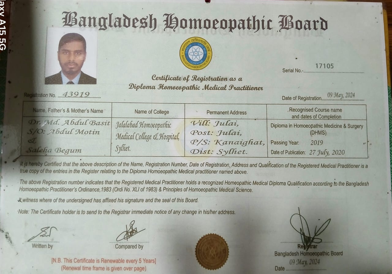 Dr. Md. Abdul Basit Certificate